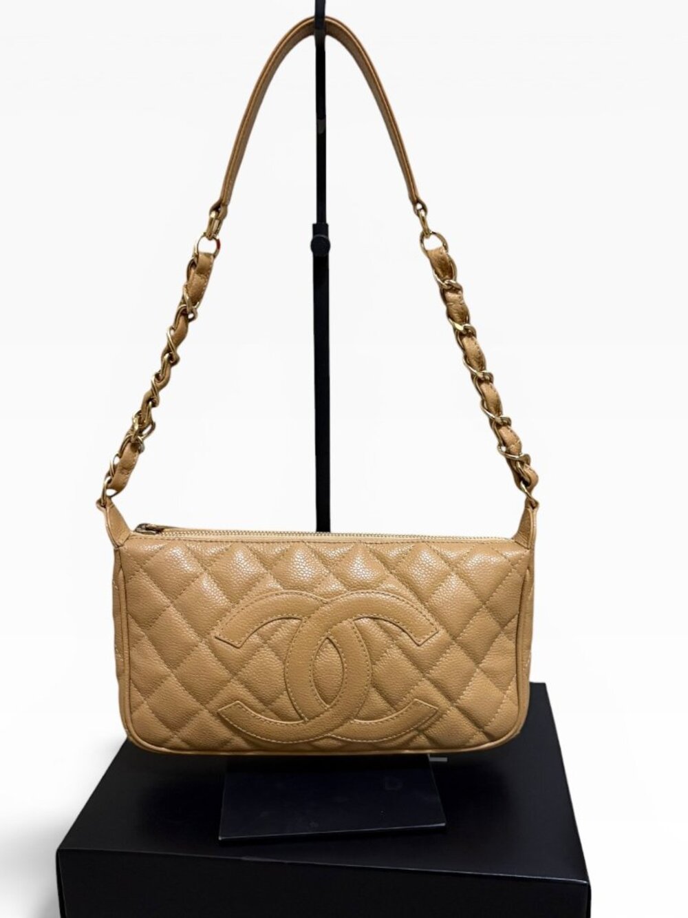 Chanel Caviar Tan Leather Pochette